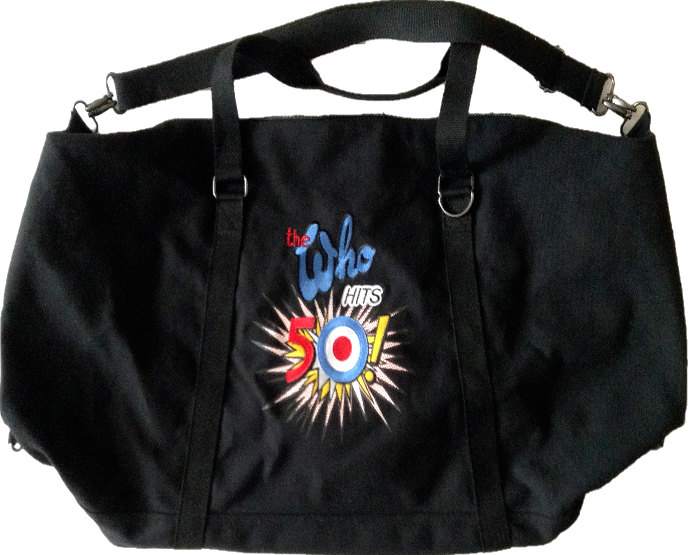 The Who Hits 50! Embroidered Canvas Duffel Bag Black Xl 27x17x9 Tour 2015-2016