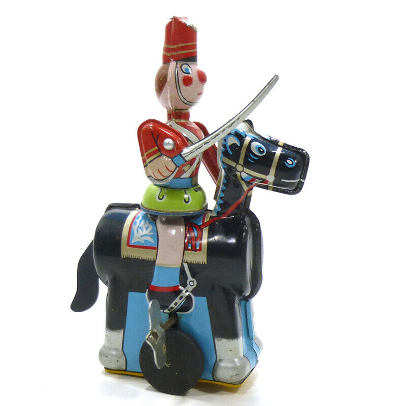 1960s Cavalry Soldier Tin Wind Up Toy Tps Japan Scarce!