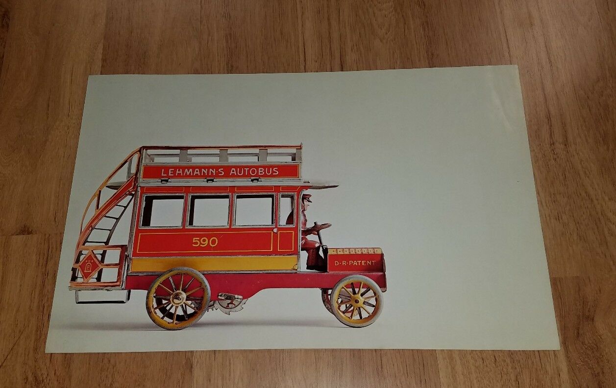 Vintage Poster / Picture Of Lehmann 590 Autobus Tin Wind Up Toy