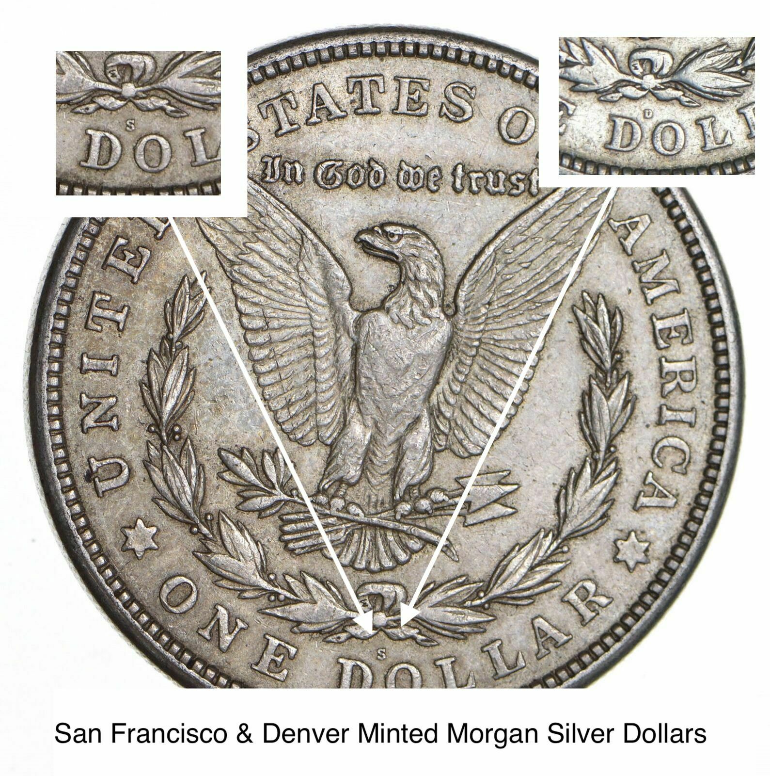 1921 D & S - 2 Coin Mint Mark Set Morgan Silver Dollar 90% Eagle Last Year