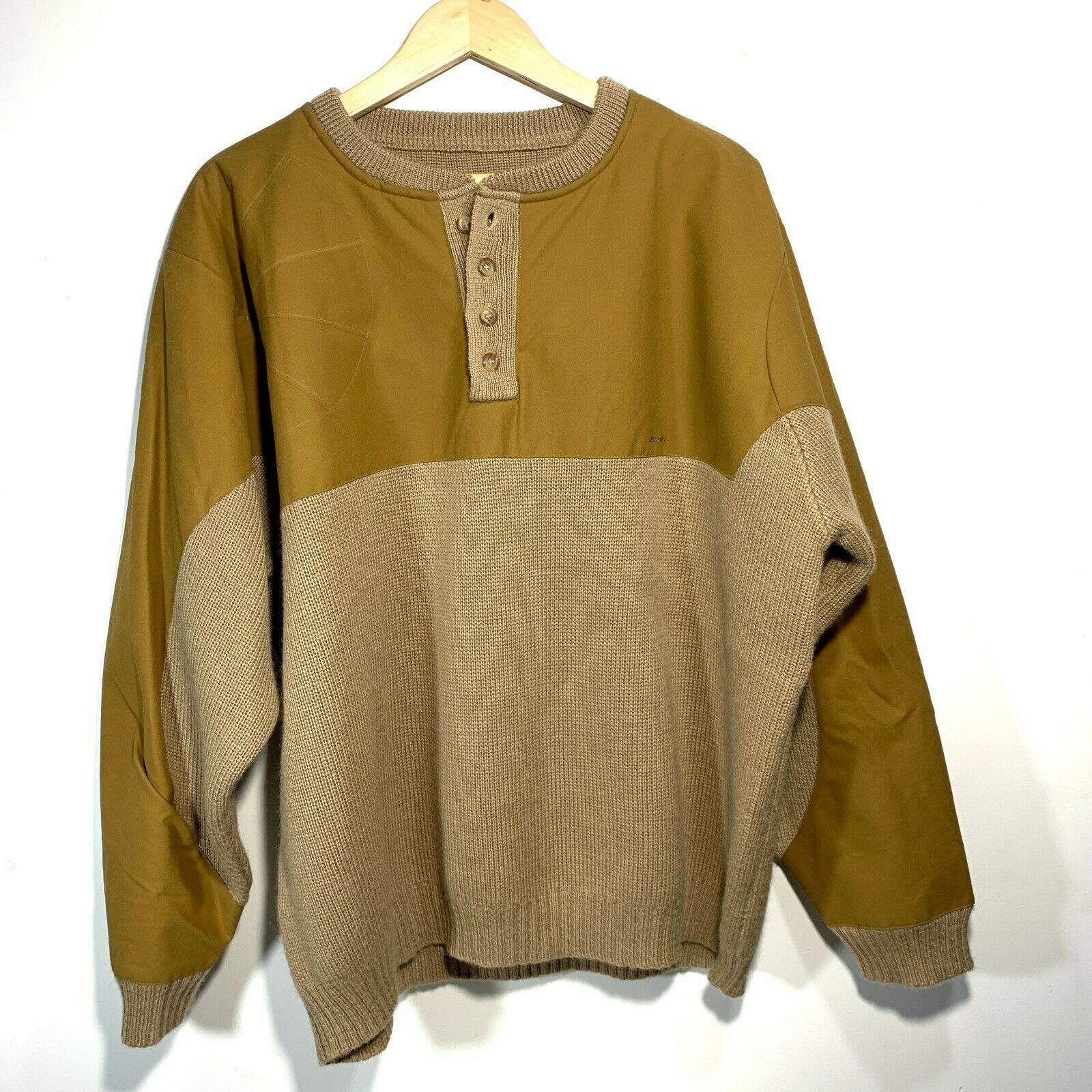 Filson Henley Guide Sweater Wool Waxed Cotton Field Tan Rare Color Xxl