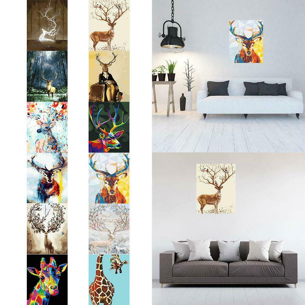Diy Paint By Numbers Kit Digital Oil Painting Animal Elk Art Home Decor New