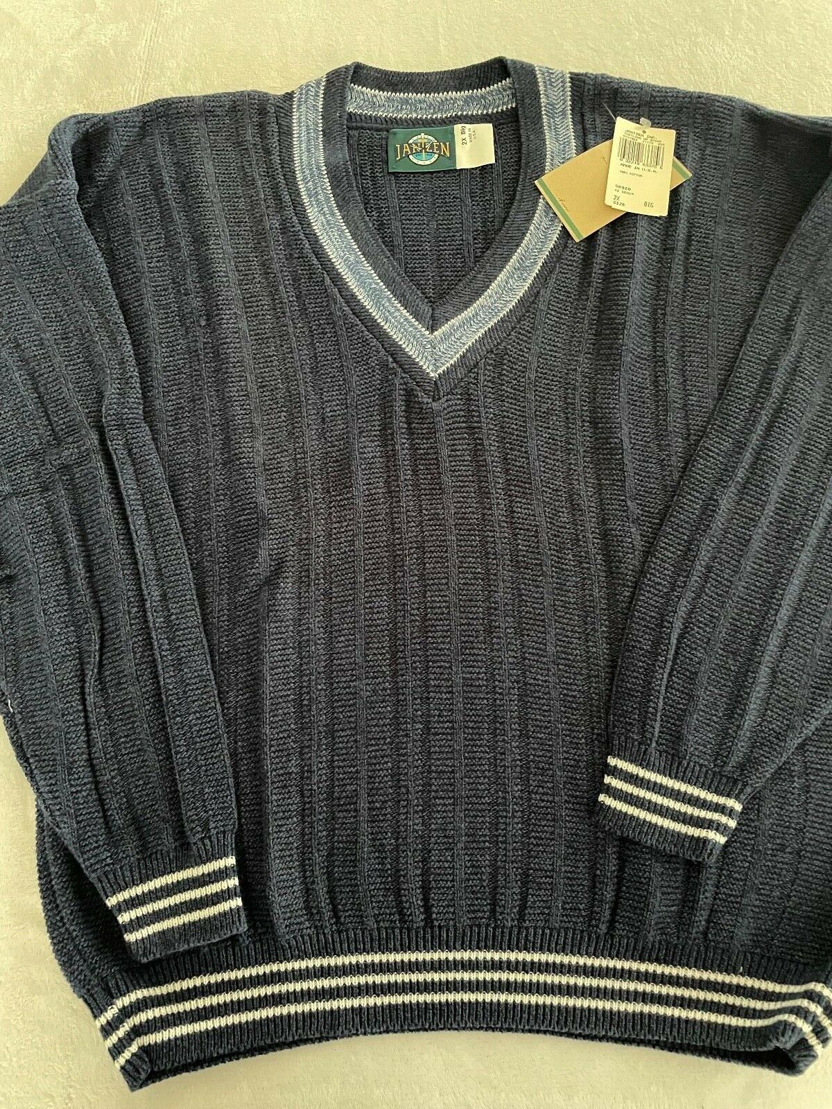 Vintage Jantzen V Neck Cotton Sweater Big 2x Usa