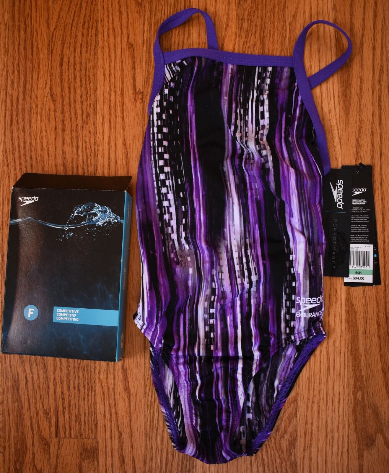 Speedo Deep Within Flyback One Piece Swimsuit Youth Girls 10-26 Black Purple New