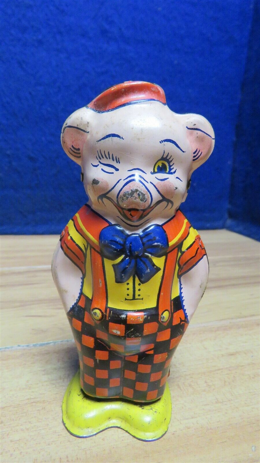 1940's J. Chein "pig In Checkered Pants" Tin Windup Toy 602198