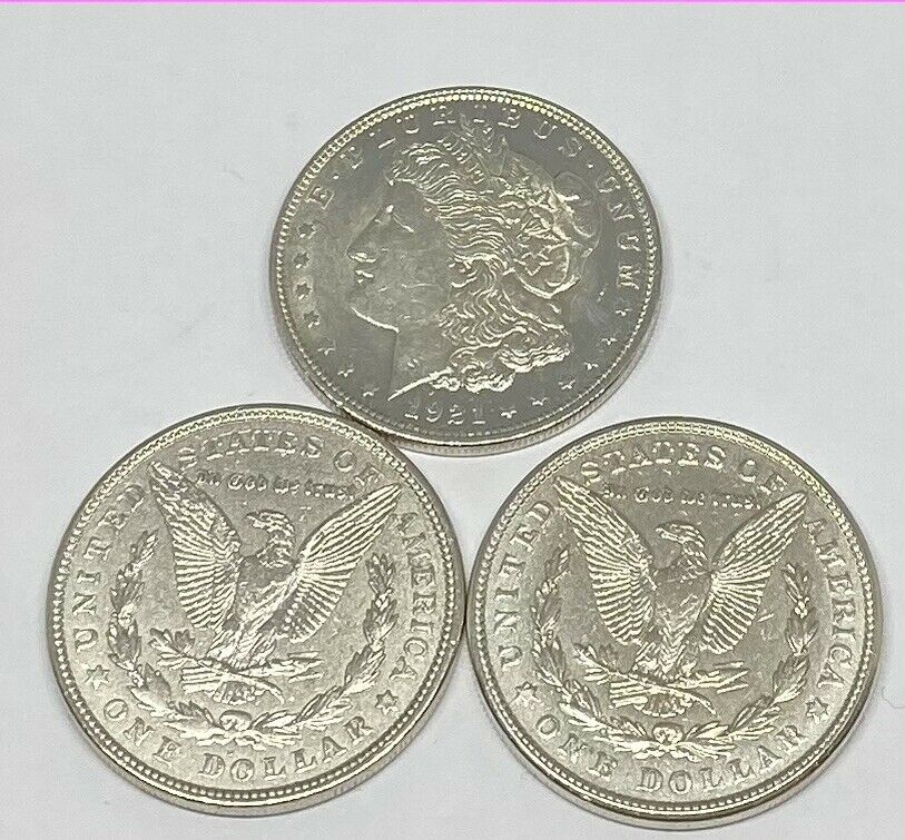 3 Complete Mint Set 1921 P/d/s Morgan Silver Dollar 90% Eagle Last Year Polished