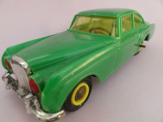 Greek Elvip Toys Rolls Royce? Made In Greece Green Plastic Wind Up Toy Car 1970s