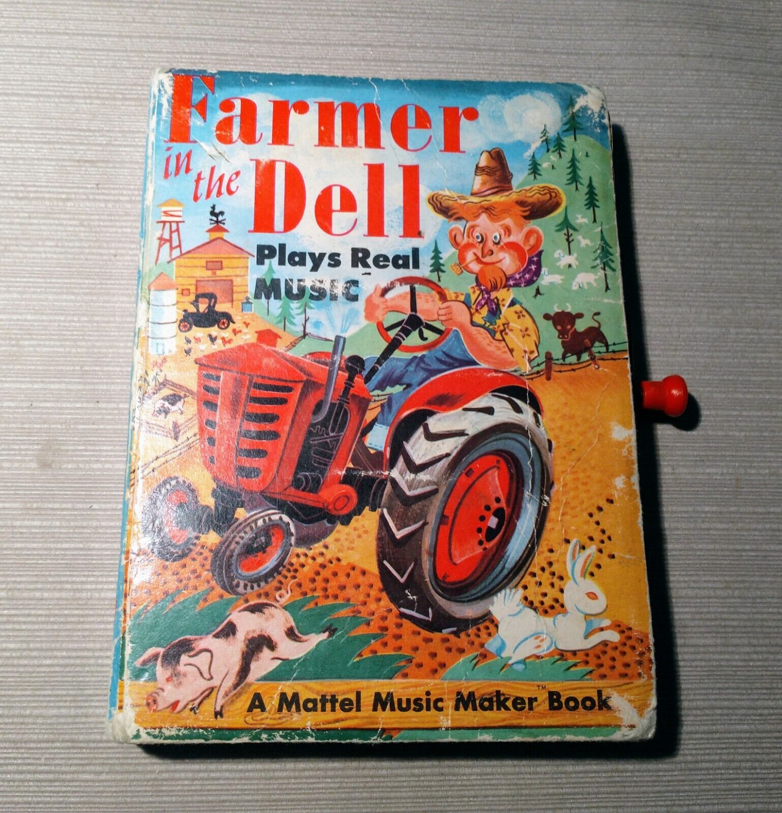 Vintage 1951 Farmer In The Dell - A Mattel Music Maker Book - Plays Music, Works