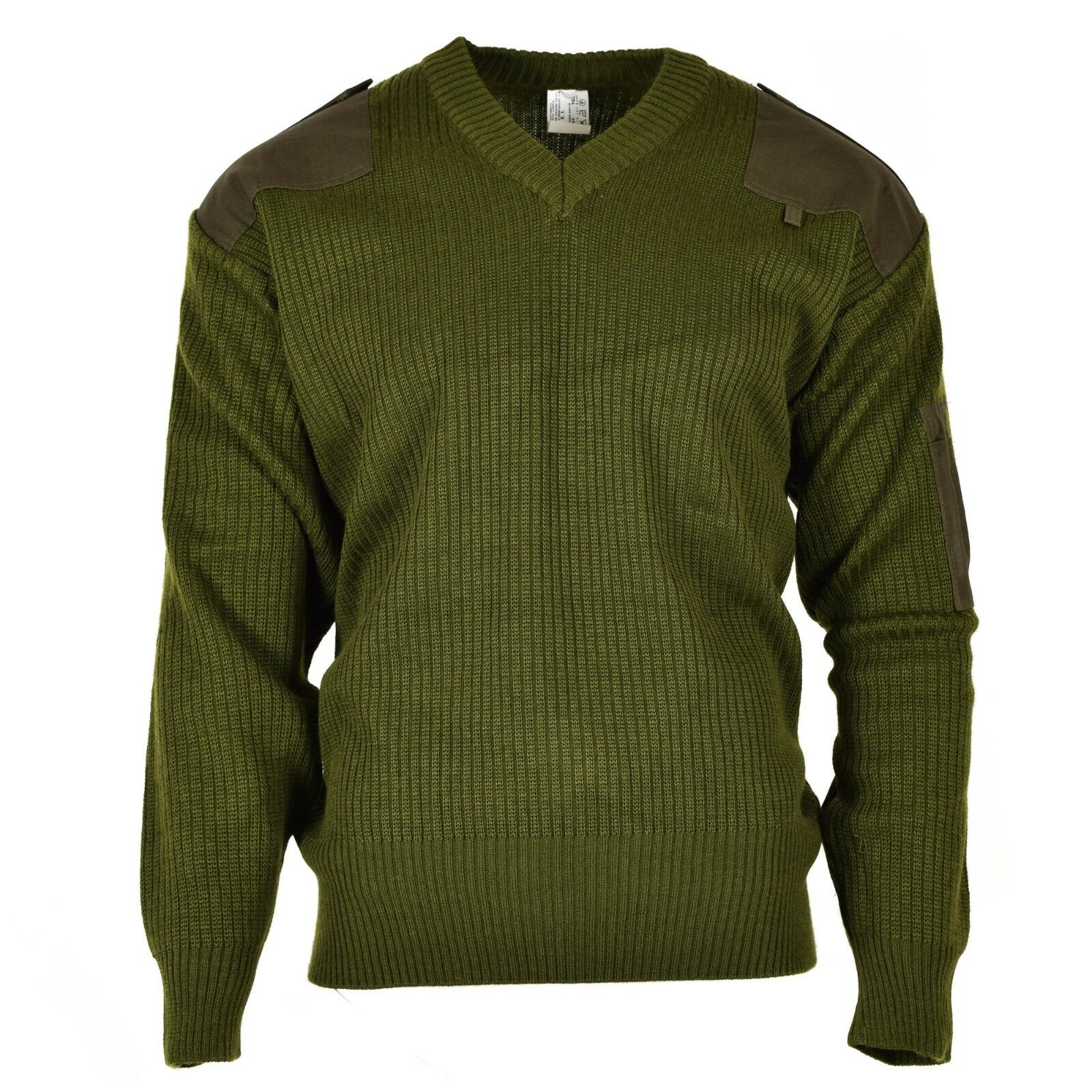 Original Italian Army Pullover Commando Jumper Green Wool V-neck Sweater New